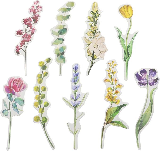 2 Boxes/60 PCS Colorful Flower Bookmark Flower-Shaped Bookmarks Paper Bookmarks for Book Lovers Men Women and Students 30 Styles