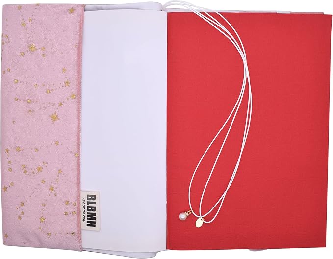 BLBMH 10x7 Book Cover | Handmade Non-Stretch Fabric Bible Cover with Bookmark | Washable Large Hardcover Paperback Protector | Privacy Reading Gift for Women - Velvet Pink