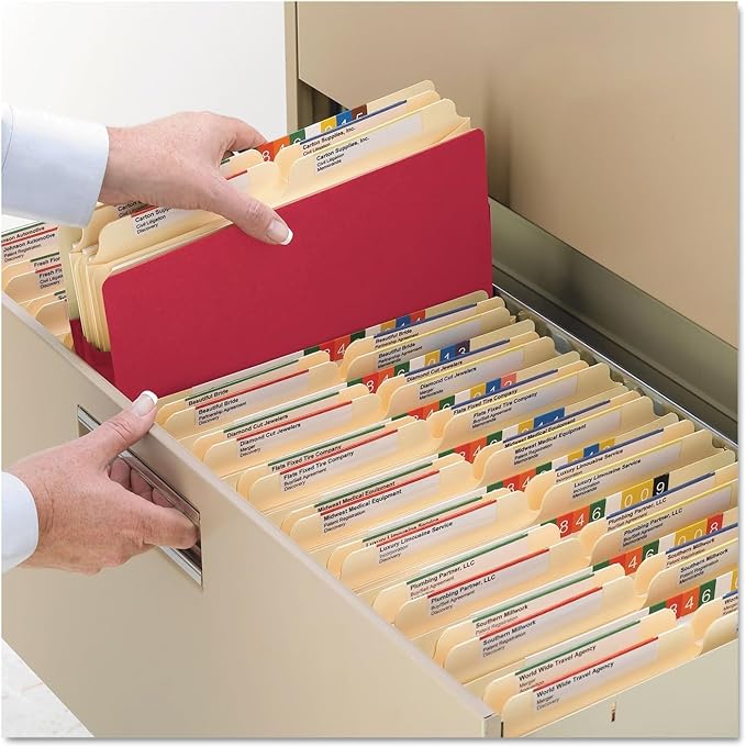 Smead File Pocket, Straight-Cut Tab, 1-3/4" Expansion, Letter Size, Red, 50 per Box (73221)