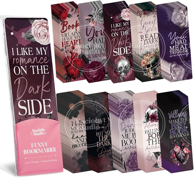 KACIOLA STUDIO 100PCS Bookmarks for Women, Black Romance Theme Paper Bookmarks Bulk 6" x 2" Cute Book Marks for Reading Booklovers Students Schools Gifts (Black Romance)