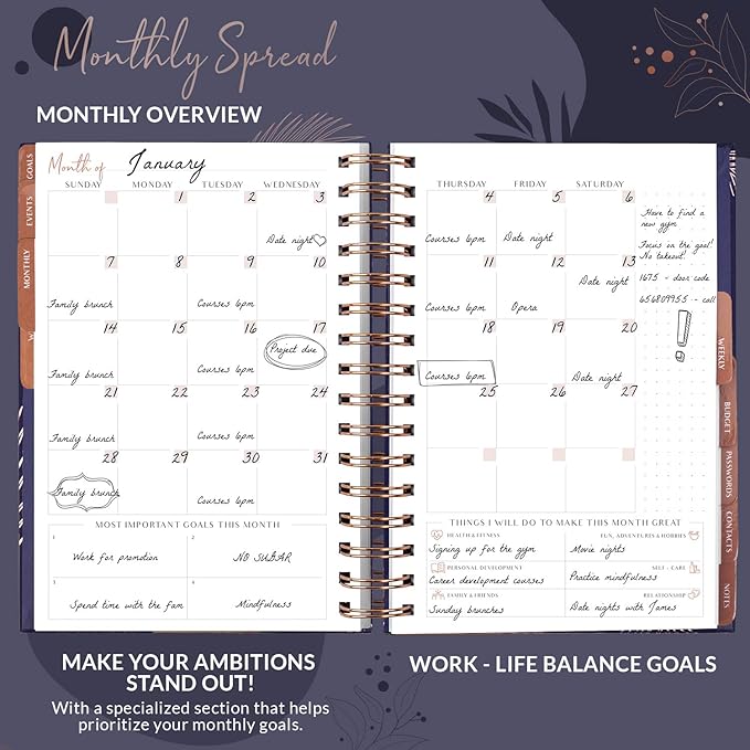 PLANBERRY Hourly Schedule Planner Premium – Undated Weekly Organizer with Time Slots & Monthly Budget – Time Management, Goal Setting, to-Do List & Habit Tracker –6.9″x8.5″(Royal Blue)