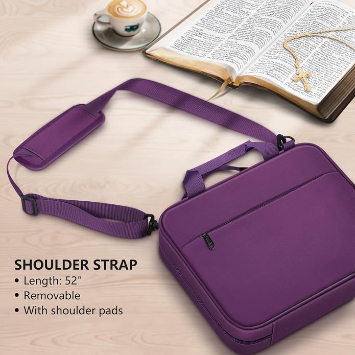 FINPAC Large Bible Cover, Carrying Book Case Church Bag Bible Protective with Zippered Pocket and Handle, Gift for Men Women