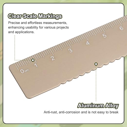 HARFINGTON Straight Ruler 15cm Metric Metal Aluminum Alloy Measuring Bookmark Clip Ruler Scale Tool for Measure Study Reading Classroom Office, Gold