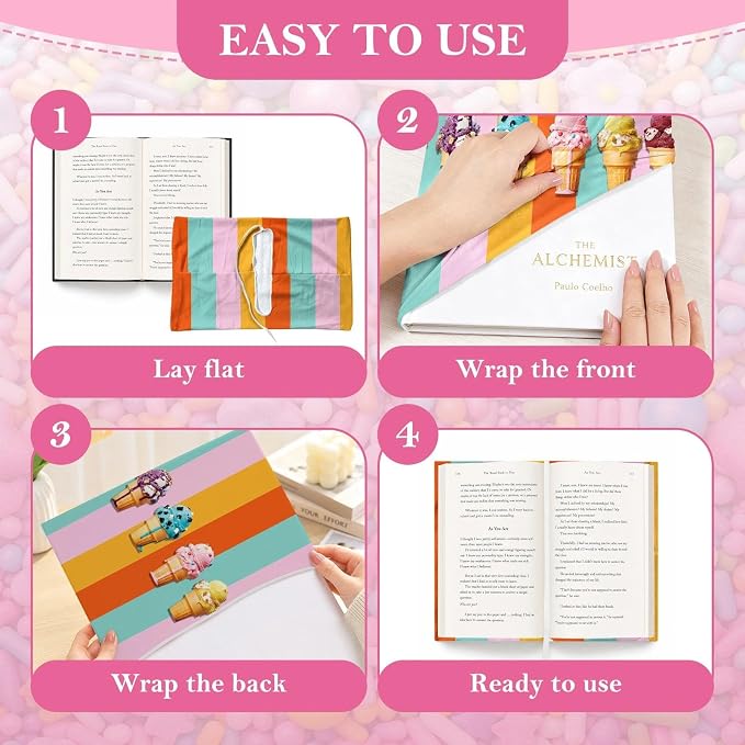 6 Pack Stretchable Book Covers, Jumbo Book Covers for Paperbacks Hardcover Books up to 9 x 11 Inches, Reusable Washable Protective Fabric Books Sleeves, Candy