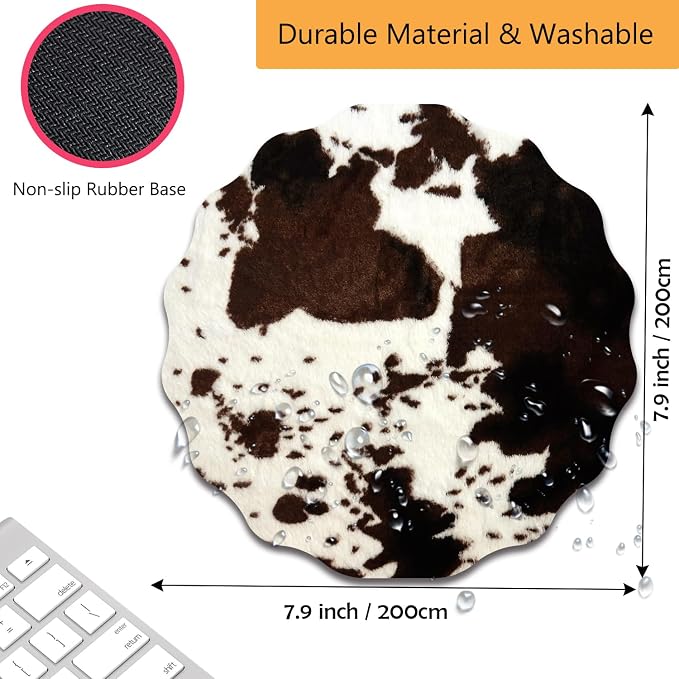 Pen Holder for Desk, PU Leather Multifunctional Desktop Storage Box and Anti-Slip Mouse Pad Set, Makeup Brush Holder Pen Organizer for Office and Home - Cow Hide Print