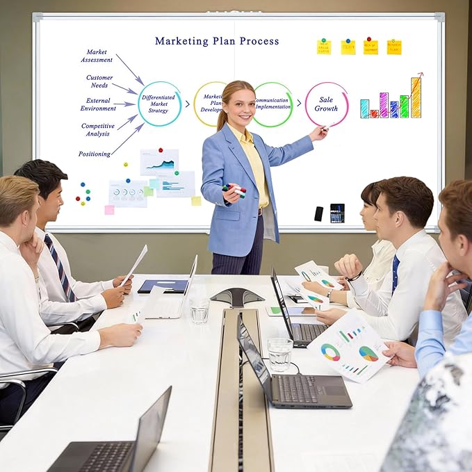 72"x40" Magnetic Whiteboard for Wall, Foldable 6x3.5 Ft Dry Erase Board Aluminum Frame Hanging White Board for Classroom, Office & Home Studio, Full Accessory Kit Included