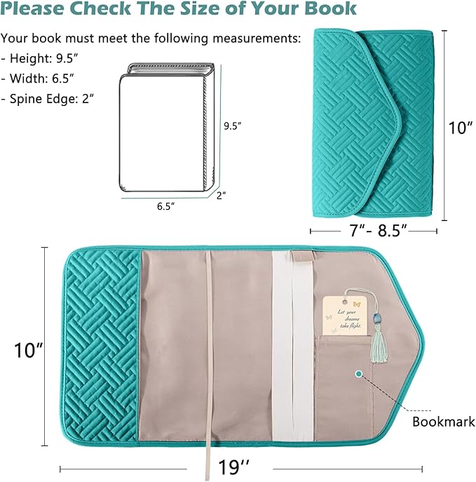 APLUFINE Reusable Book Cover with Magnet Closure - Adjustable Book Sleeve for Book Lovers Gift - Book Protector for Paperback -Book Covers for Hardcover - Book Pouch - Book Carrier