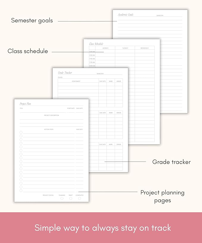 Lamare Academic Planner 2026 College Essentials – Undated Weekly College Student Planner for Homeschool, High School, College & Nursing Students