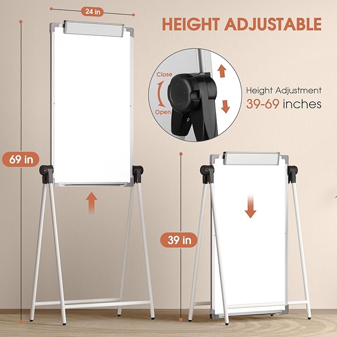 MaxGear Double Sided Whiteboard with Stand, 36" x 24" Large Dry Erase Easel Whiteboard, Height Adjustable Aluminum Alloy Frame, Portable White Board for Office Classroom Teaching