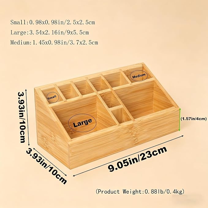 Bamboo Art Supply Organizer, Pen Holder Wooden Desktop Storage for Artists, Office Supplies, Makeup Brushes,Minimalist Desk Accessory for Home Studio, Classroom or Vanity