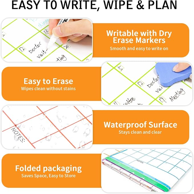 Large Wall Calendar Dry Erase,MoShining, Extra Large 59 x 37 Inch Watercolor Foldable Poster, Reusable Planner for Wall, Colorful Organizer for Office Home Classroom
