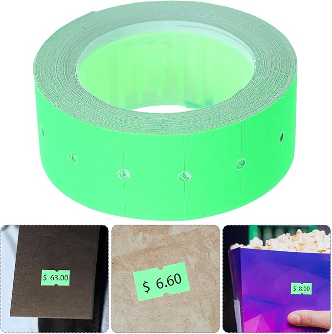 5000pcs Self-Adhesive Price Label Paper Rolls Fluorescent Green 5a Retail Sale Tags for Supermarket Price Marker Tag Machine Use