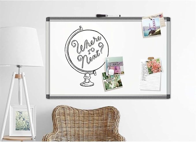 U Brands PINIT Magnetic Dry Erase Board White Board, 36" x 24" Inches, Silver Aluminum Frame