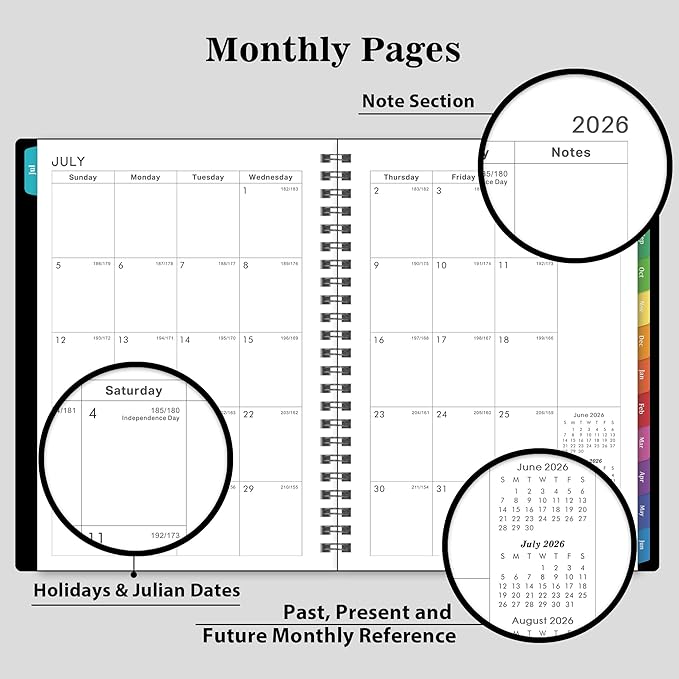 2026-2027 Planner - Weekly & Monthly Academic Planner 2026-2027, From July 2026 - June 2027, 6.25 in × 8.3 in, Flexible Cover, Twin-Wire Binding - Classic Black, Improving Your Time Management Skill