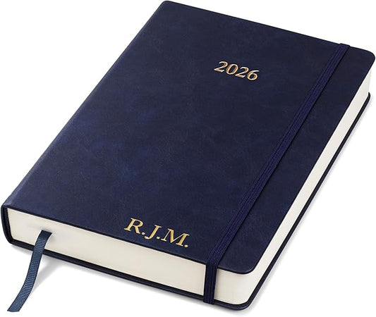 Wykeham's Executive 2026 Daily Journal Planner – US Public Holidays & Format – Customization Available (Personalized Royal Blue, 8.5" x 5.5")