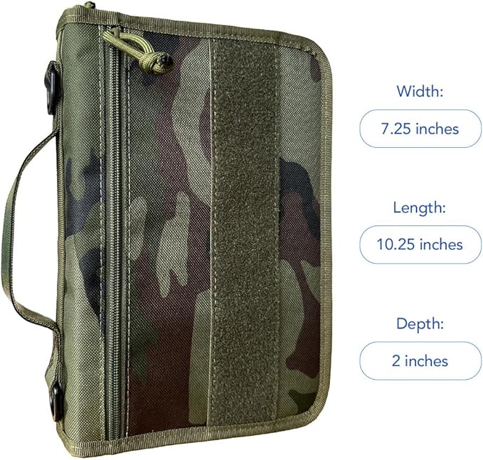 Tactical Bible Case for Men, Bible Cover for Men, Gift for Women, Bible Book Cover, Bible Cover Case with Patches, Great Christian Gift for Friends and Family (Woodland)