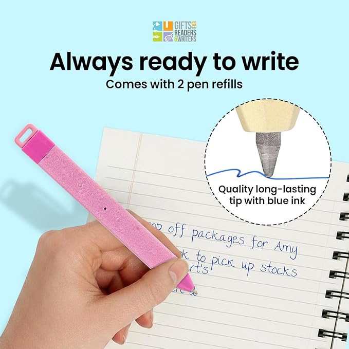Gifts for Readers & Writers Pen Bookmark, Page Marker & Flat Writing Pen for Journal Notebook & Planner, Penmark Reading Accessory for Making Book Annotations, Pink