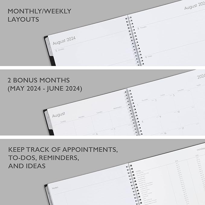 Blue Sky 2024-2025 Academic Year Weekly and Monthly Planner, July 2024 - June 2025, 8.5" x 11", Flexible Cover, Wirebound, Enterprise (150144)
