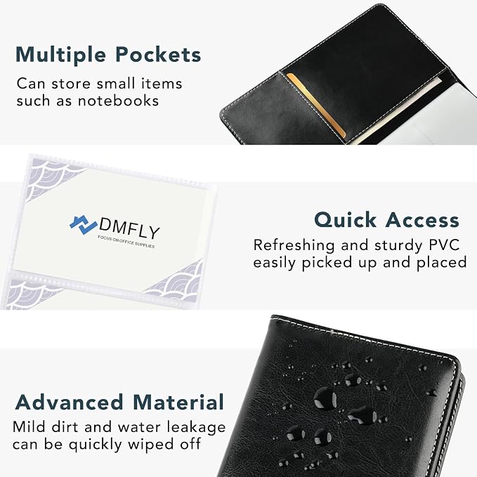 Leather Professional Business Card Holder Organizer Book - 300 Card Capacity Premium PU Folder with Soft Cover, Name Card Credit Cards Binder for Men/Women, Elegant Black