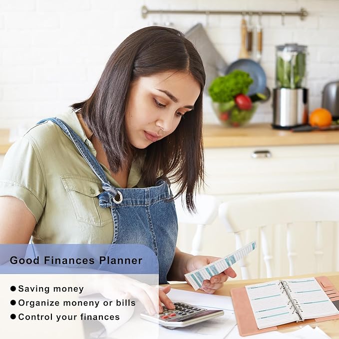 A6 Budget Planner Refill, 82 Sheet [2026] Colorful Weekly Monthly Planner Calendar Inserts 6 Hole Expense Budget for A6 Binder Cover, Money Envelopes Organizer for Wallet, Cash Saving -Leaf
