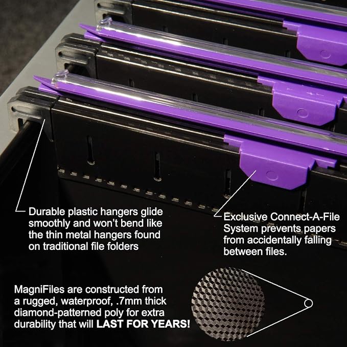 Ultimate Office MagniFile Hanging File Folders V Base Letter Size with 11 inch Magnified Indexes that Double The Size of Your File Titles to Find Files Fast. (Set of 10 Assorted)