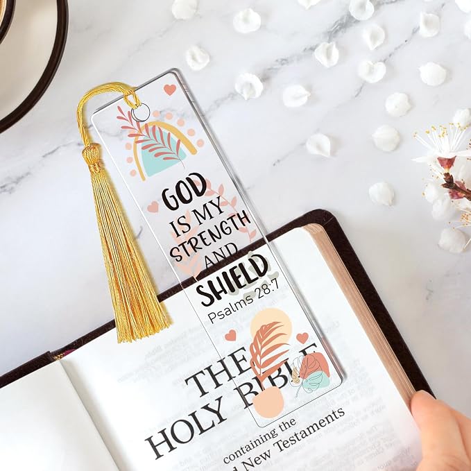 AFRITEE UV DTF Bookmark Wraps - 24 Sheets Bible Verse Acrylic Bookmark Blanks UV DTF Stickers for Book Love, Christian Motivational Quotes Double Sided Uvdtf Decals DIY Bookmark Craft Gift for Girl