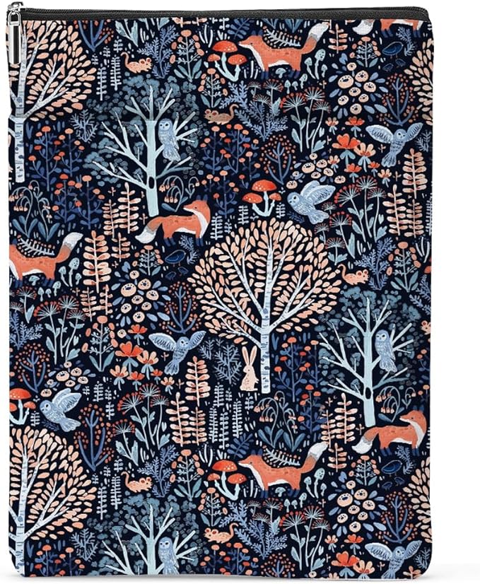 Book Sleeve Book Protector Book Pouch Book Lovers Gifts Bookish Gifts Book Cover with Zipper for Hardcover Paperback Washable Forest Fox Printed Gift Bag for Teacher Student Birthday, BookCover