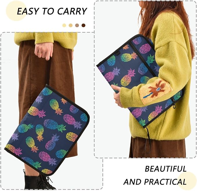 Iridescent Pineapple Accordion File Organizer Expanding Document Folder with 13 Pockets Portable File Folder for A4 Letter Size