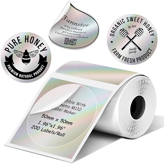 Round Circle Thermal Label Compatible with Phomemo M100/M110/M221/M220/M120/M200 Label Printer,1.96" x 1.96"（50x50 mm, 140 Labels/Roll Round Labels for Home, Office, School, Store, Easy to Use