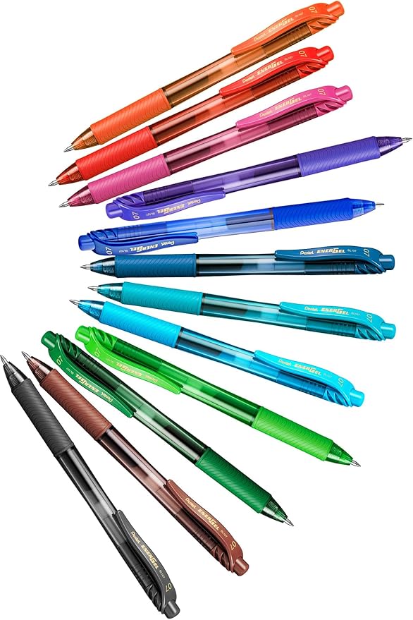 Pentel EnerGel-X Retractable Liquid Gel Pen (0.7mm) Metal Tip, Sky Blue Ink, Box of 12 (BL107-S)