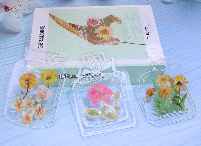 Dried Flower Bookmarks Penta Angel 30Pcs Bottle Shape Handmade DIY Clear Pressed Floral Page Markers Clips for Student Reading (Mixed Styles)