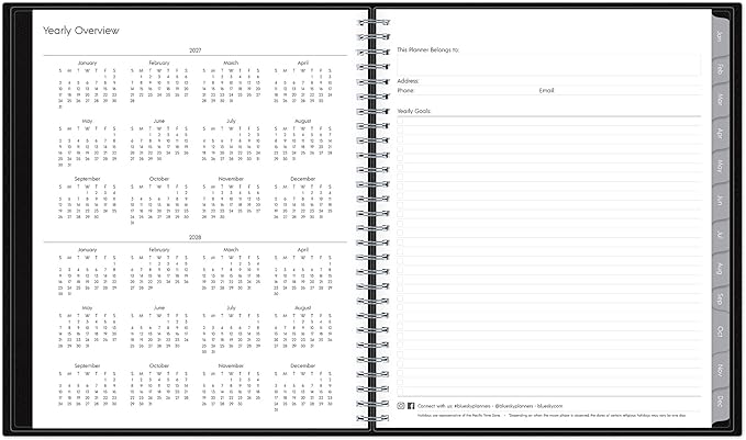 Blue Sky 2027 15-Month Monthly Planner Calendar, October 2026 - December 2027, 8” x 10”, Durable Faux Leather Cover, Laminated Tabs, Concealed Wirebound, Storage Pocket, Enterprise