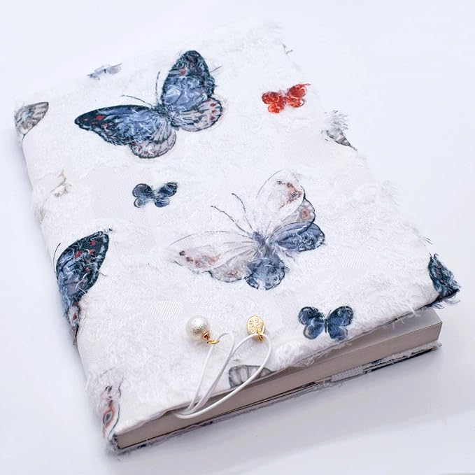 BLBMH 6x9 Bible Book Cover for Women, Non-Stretch Fabric Protector for Paperback, Soft Cloth Sleeve with Bookmark for Journals Notebooks | Privacy Reading Gift - Butterfly A