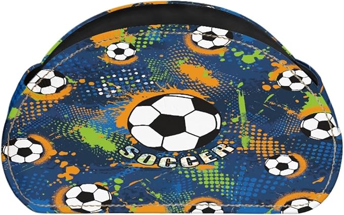 FUSURIRE Soccer Print Tv Remote Controllers Holders for Desk Bed Couch Sofa, PU Leather Desk Storage Box Multi-functional Pencil Holder,Trendy Design Home&Office Accessories
