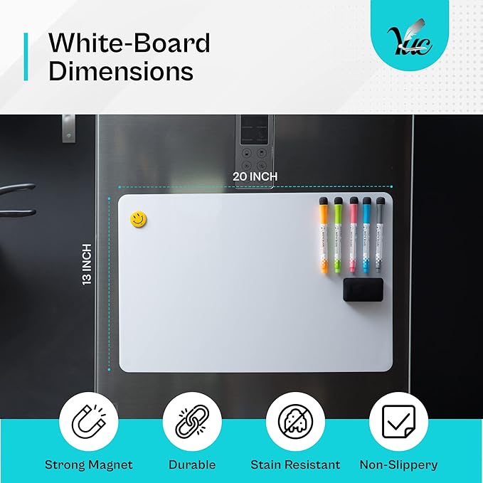 20x13 inch - Magnetic whiteboard for the Fridge - Magnetic Dry Erase Board - Fridge whiteboard - Refrigerator whiteboard - White Board for Fridge - Dry Erase Board Magnetic - Magnetic White Board