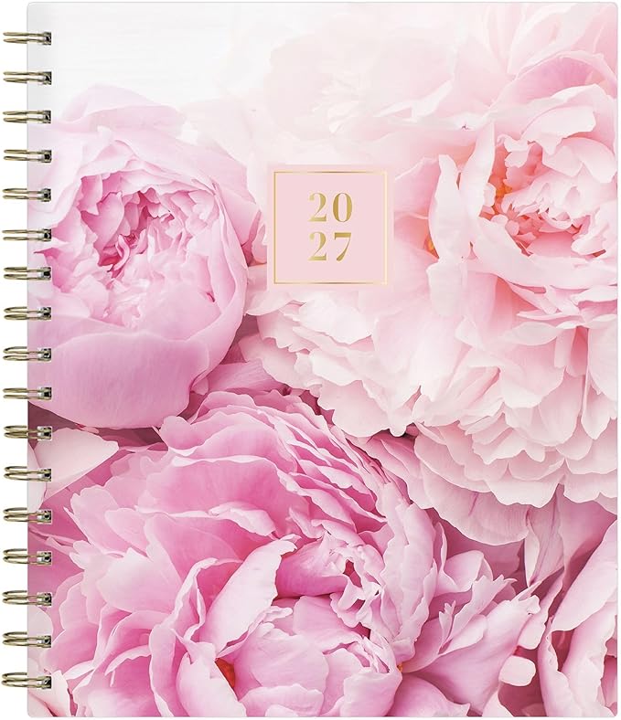 Blue Sky Rachel Parcell 2027 Daily and Monthly Planner Calendar, January 2027 - December 2027, 5" x 8", Hard Cover, Durable Twin Wire Binding, Laminated Tabs, Storage Pocket, Stickers, Peony
