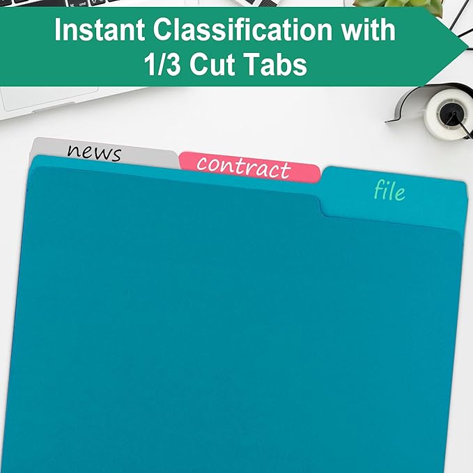 pmybupo File Folders Letter Size,18 Pack Sapphire Blue Folders 8.5x11 1/3-Cut Tabs,Colored File Folders Office Home School for Documents Files Paper