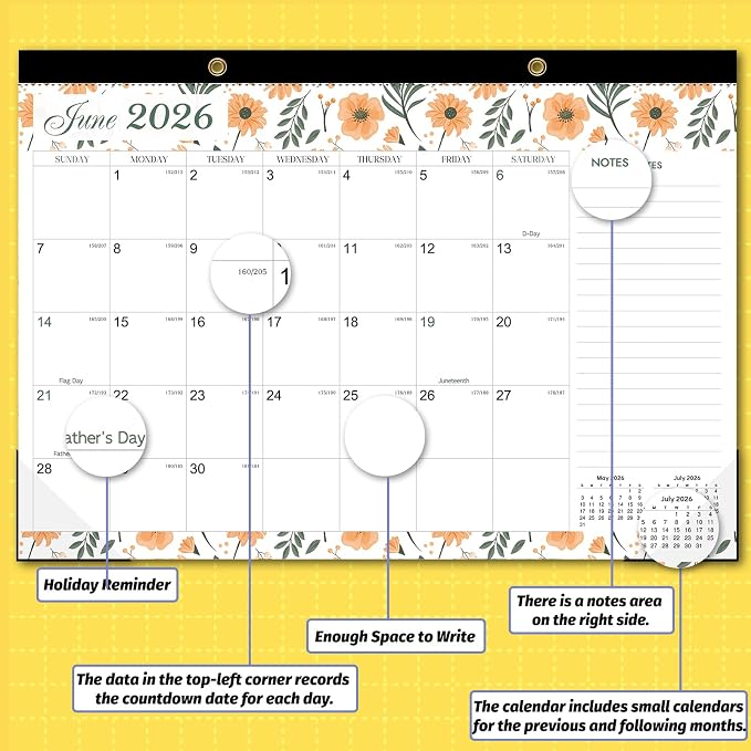 2026-2027 Desk Calendar, 18 Months Monthly Wall Calendar from Jun 2026 to Dec 2027, Large 17" x 12" Thick Paper Planner for Home Office Organizer, Teacher Desk Accessories，Home