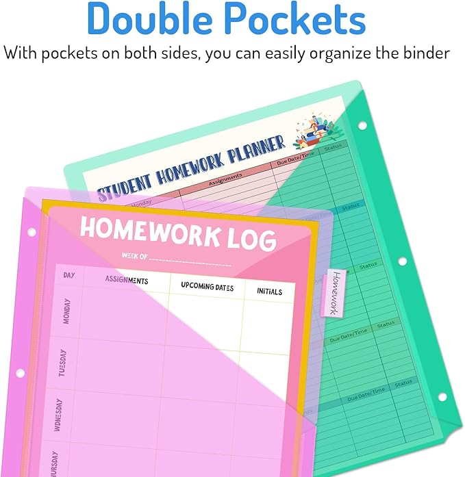 Forvencer 96 Count Dividers with Two Pockets, 8 tabs Binder Dividers for 3 Ring Binder Organizer, Multicolor, 12 Sets