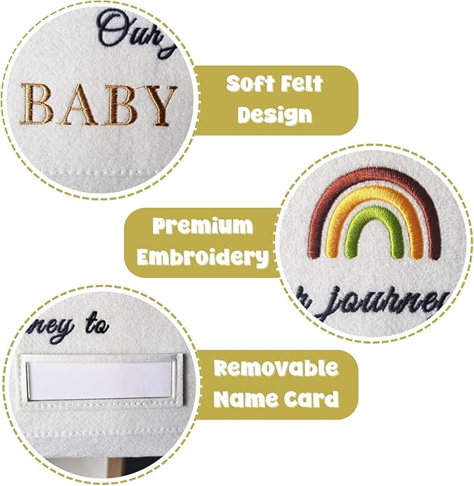 Our Journey to Baby Felt Document Organizer – IVF Gift for Women, Baby Keepsake Folder for Fertility Journey, Pregnancy Paper Storage Pouch with Name Card Slot, A4 File Holder for New Mom Memories