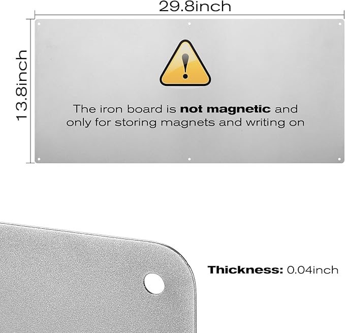 14" x 30" Magnetic Board, Magnet Bulletin Board to Display Magnetic Letters, Metal Board for Wall, Refrigerator Photo, with Dual Lock Tape and Screws,