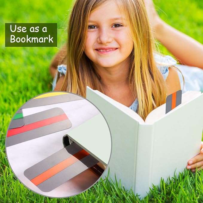 Zonon 12 Pieces Guided Reading Highlight Strips with 2 Sizes Colored Overlay Highlight Bookmarks for Children and Teacher Supply Guided(6 Standard Size and 6 Large Size)