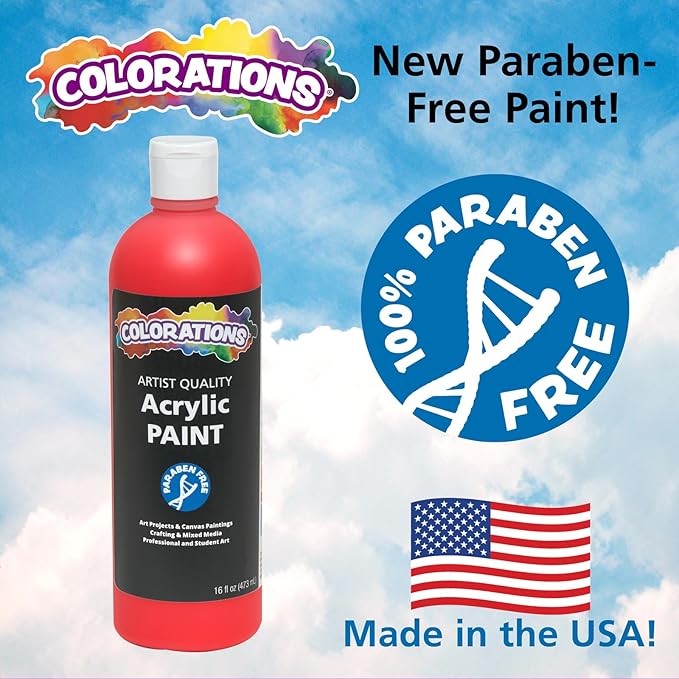 Colorations Artist Quality Acrylic Orange Yellow Paint - 16 oz (473ml) - Made in United States, Paraben-Free, Non-Toxic, Acrylic Paint for Adults and Kids
