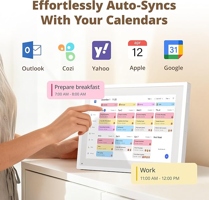 Dragon Touch 10.1 inch Digital Calendar Chore Chart – Interactive Touchscreen, Smart Family Planner, Hearth Display Desk Digital Calendar Best Gifts for Christmas, Wedding, Mom