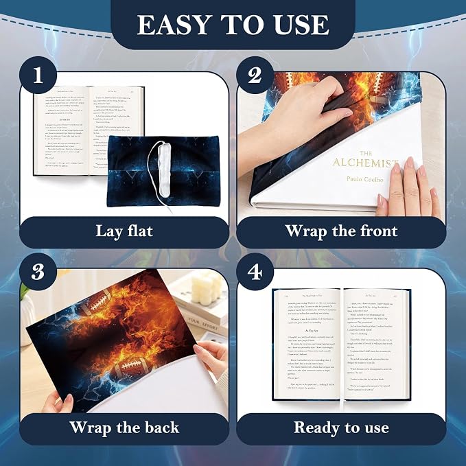6 Pack Stretchable Book Covers, Jumbo Book Covers for Paperbacks Hardcover Books up to 9 x 11 Inches, Reusable Washable Protective Fabric Books Sleeves, Ball Games