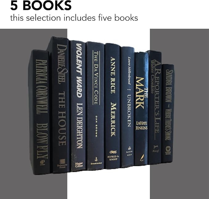 Decorative Accent for Home Decor – Real Books by Color® Interior Styling Piece for Bookshelf, Coffee Table, Design Display (Set of 5, Black Gold)