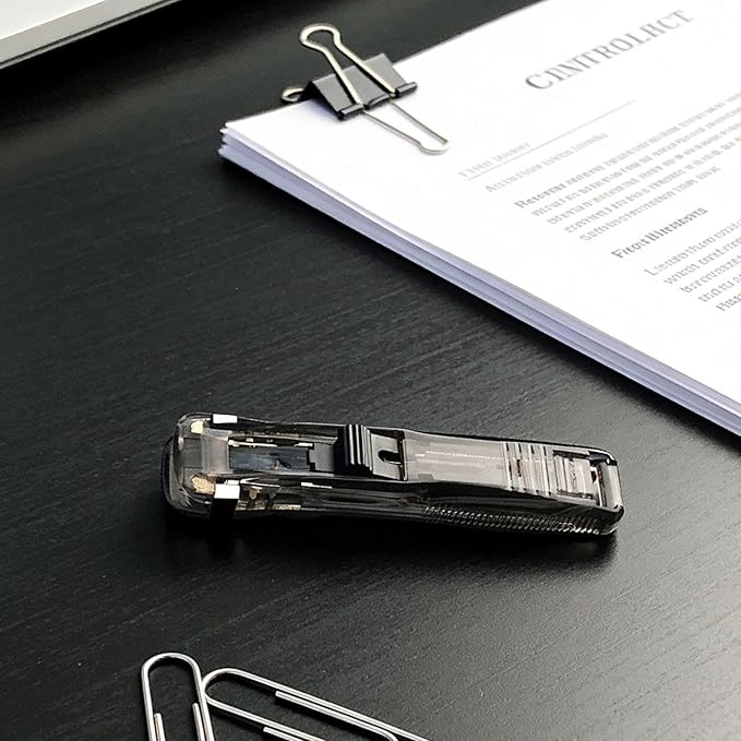 Push Stapler | Holds 40 Sheets Push Paper Fastener - with 50 Stainless Refills Desktop Reusable Clamp Stapler - for Teacher Student Office School Home Craft