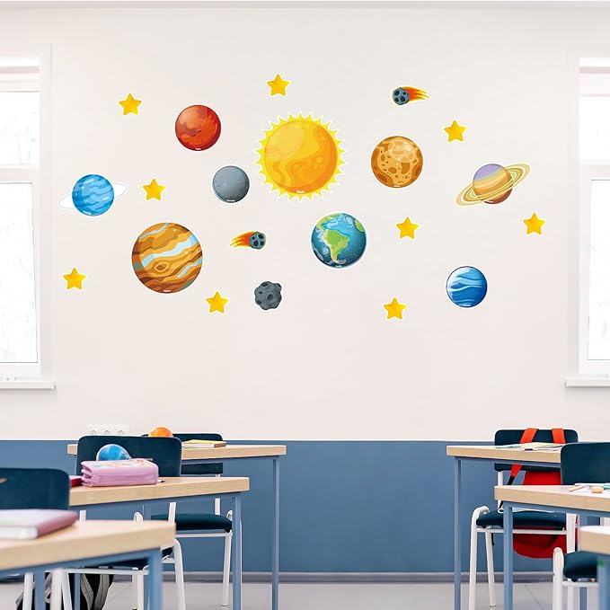 42 Pcs Solar System Cutouts Planet Cutouts for Bulletin Board Sun 8 Planets Galaxy Wall Decal Outer Space Room Decor Birthday Party Decorations