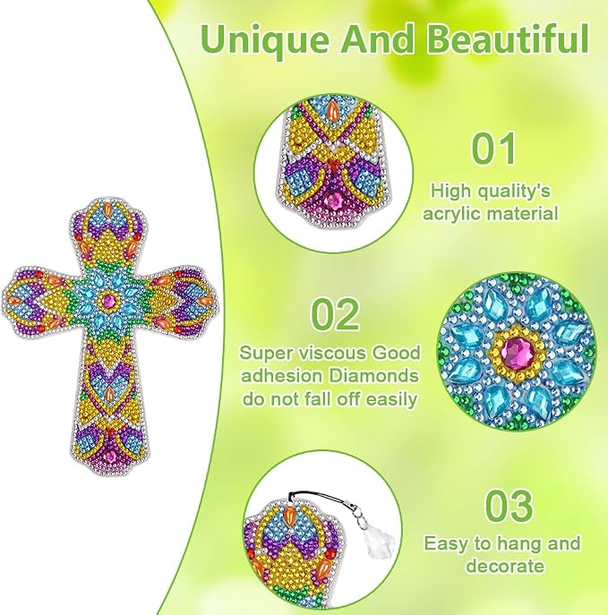 AUAUY 6 Pieces Diamond Art Painting Bookmarks 5D Diamond Art Bookmarks for Book Lovers DIY Cross Diamond Bookmark for Home Office School Class Project