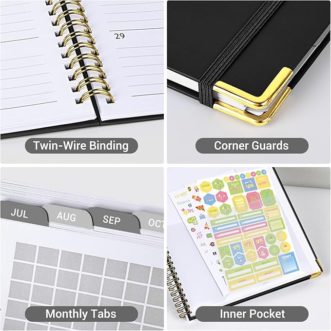 Academic Planner 2026-2027 (8.5" x 11") - Weekly & Monthly Planner (Jul. 2026 - Jun. 2027), Column View Calendar Organizers, Hardcover Agenda Book with Tabs for Office & School, Black
